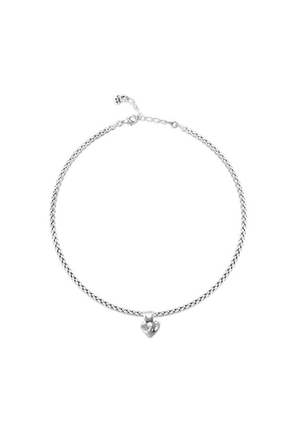 COLLAR DE ALEACIÓN DE METALES BAÑADO EN PLATA DE LEY CON DETALLE DE CORAZÓN Colgante