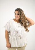 Blusa de algodón y lino Crudo
