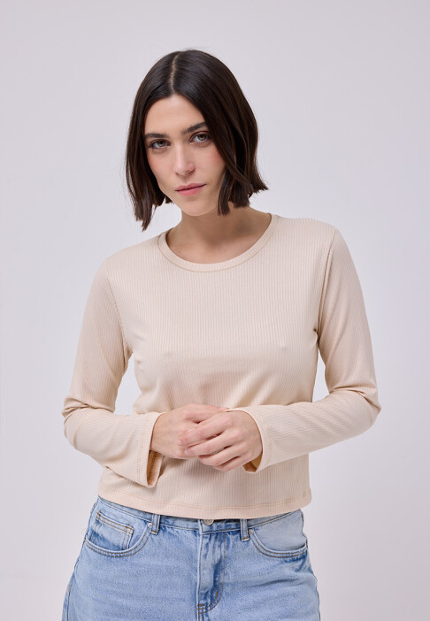 Remera Flora Beige