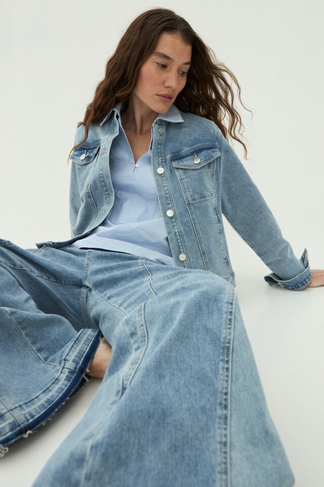 Jean wide leg Basia bicolor jean medio