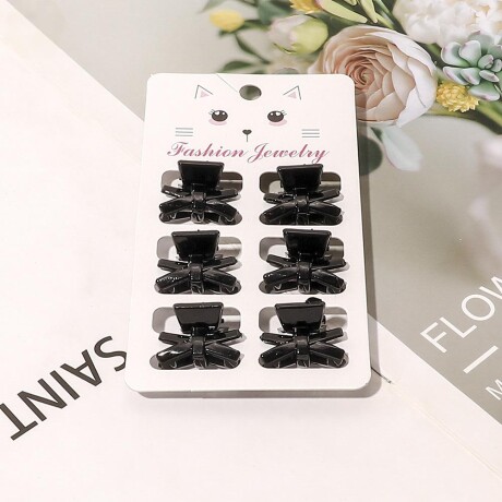 Set De Broches x6 Colores Fuertes Negro