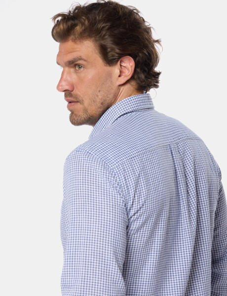 CAMISA DE LINO A CUADROS Azul