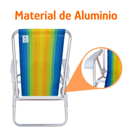 Reposera Silla Reclinable De Playa 8 Posiciones Aluminio Azul/amarillo