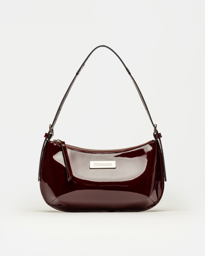 Cartera al hombro Mia en cuero Bordeaux