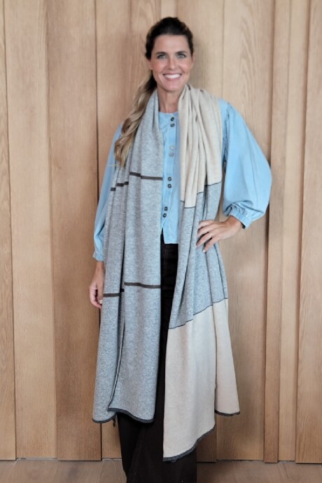 Bufandón Burdeos Gris Tostado