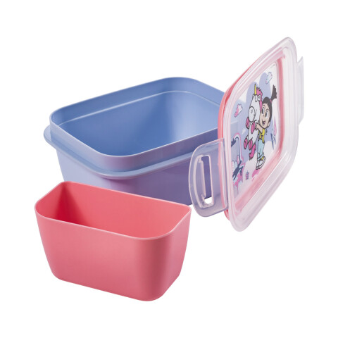 Pote Plástico Minions Con Traba y División 630 ml LILA