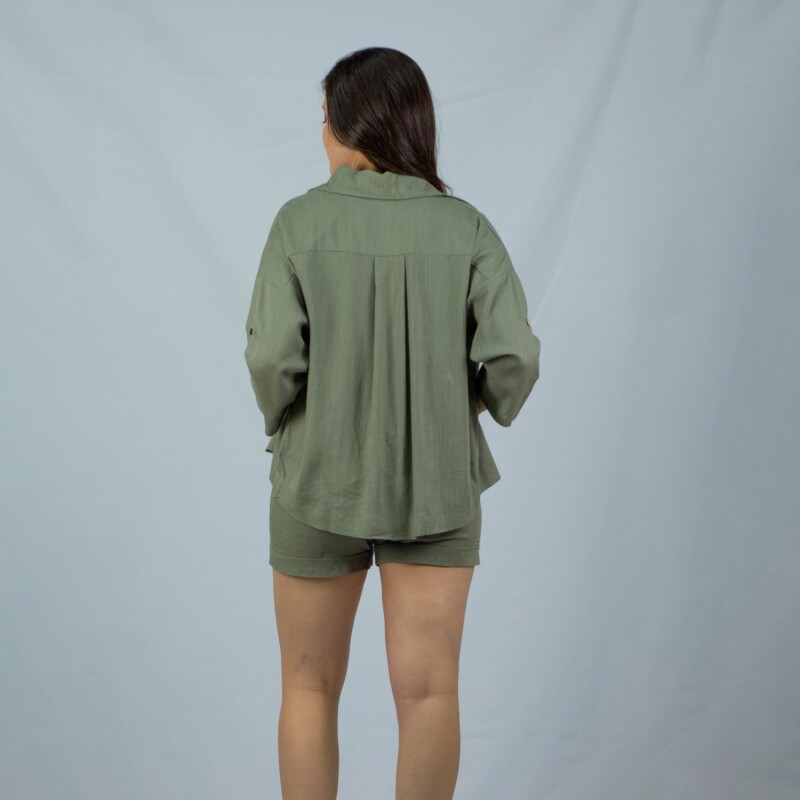 Camisa Dama 3/4 Lino Green