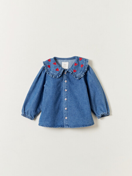 Camisa cuello jean Azul Medio