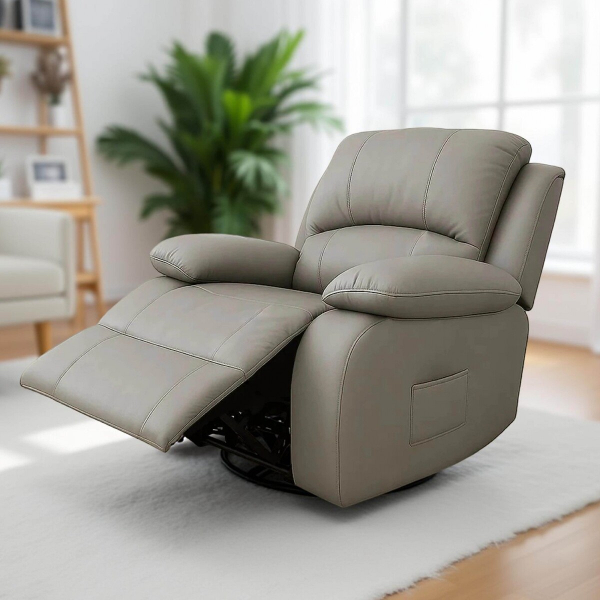 Sofá Sillón Poltrona Reclinable Masajeador Electrico Cuerina - Color Gris Cuerina 