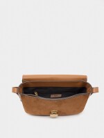 Bolso Bandolera Efecto Piel Con Solapa camel