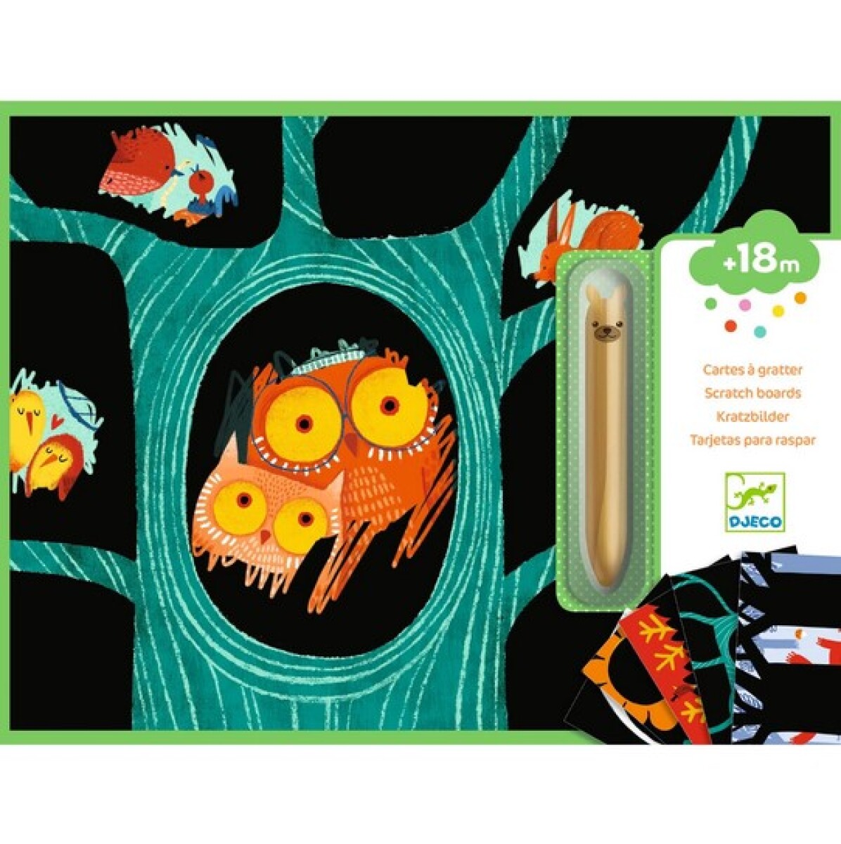 DJ0004 - Tarjetas Para Rascar Y Descubrir X5 Un. 21x28 Cm Djeco - Aves 