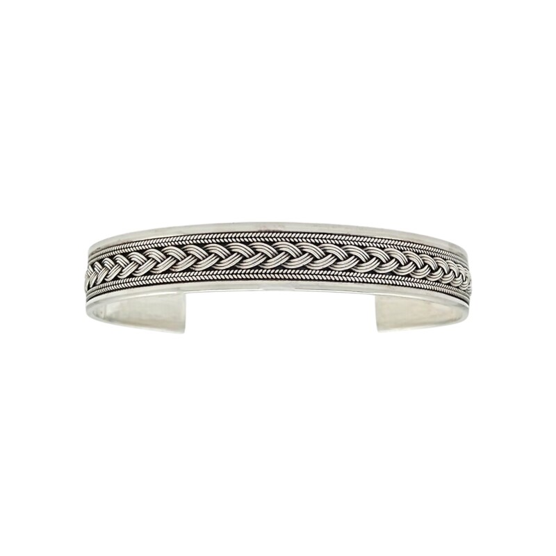 Brazalete trenzado con borde-Plata 925-Sin Piedra-BR3011 sinpiedra
