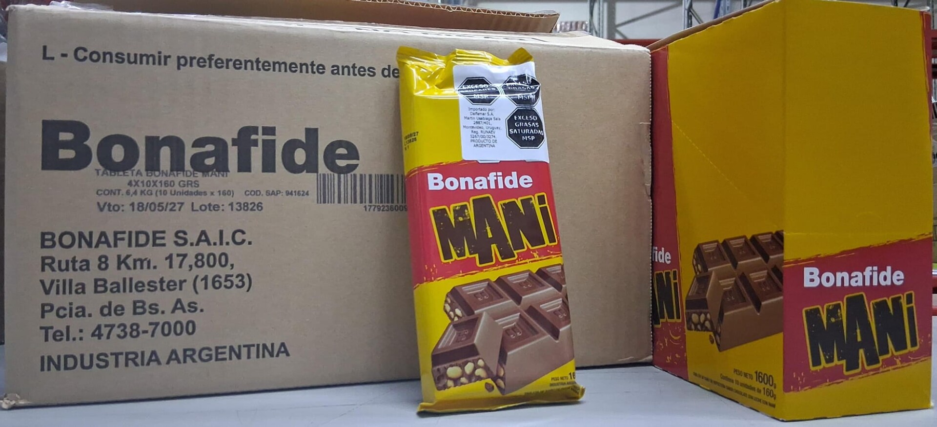 CHOCOLATE BONAFIDE TABLETA 160G C/LECHE MANI UNIDAD 