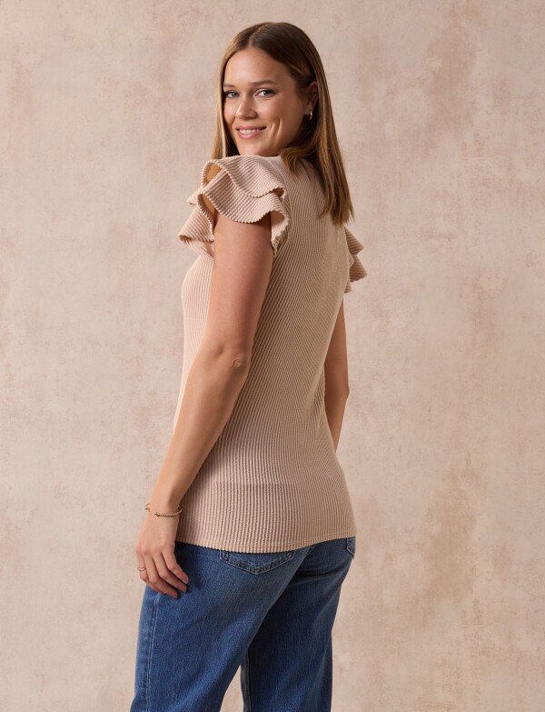 Remera Manga Volados BEIGE