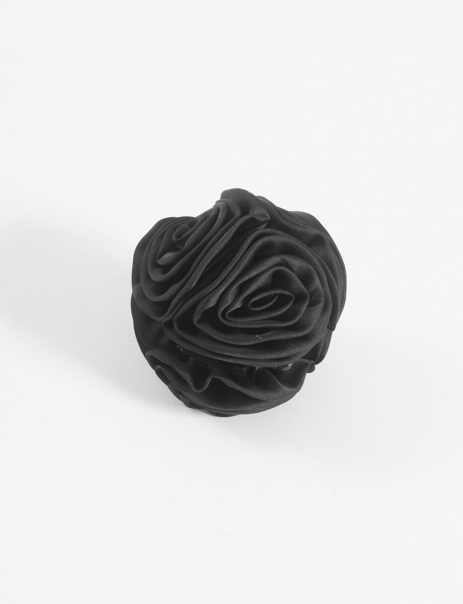 Broche flor en tela - negro 