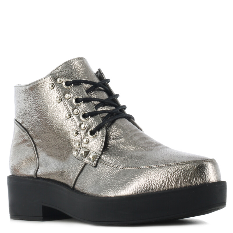 Bota de Mujer Miss Carol BASILI acordonada con aplique de tachas Plateado