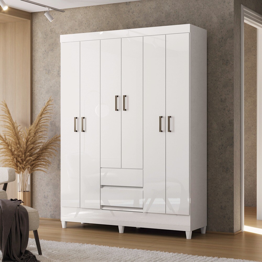 Ropero 6 puertas 2 cajones - Blanco - Linea FIT Ropero 6 puertas 2 cajones - Blanco - Linea FIT