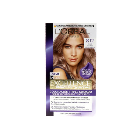 Tinta L'Oréal Paris Excellence Creme N°8.12 Rubio Claro Cenizo Tinta L'Oréal Paris Excellence Creme N°8.12 Rubio Claro Cenizo