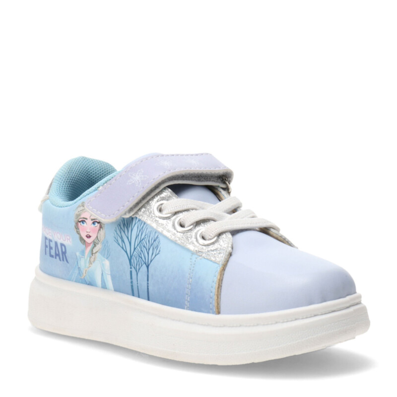 Championes Infantiles Disney Frozen Plataforma Velcro Lila - Celeste - Plateado