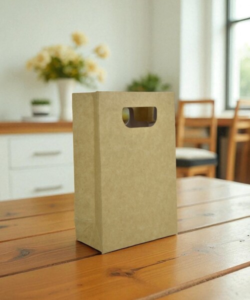 Bolsa cartulina eco sacabocado 10x05x15 cm MADERA