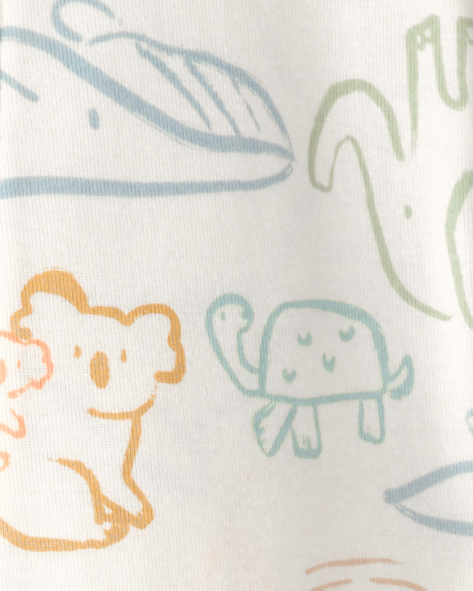 Pijama enterito de algodón con pie, marfil, diseño animales Sin color