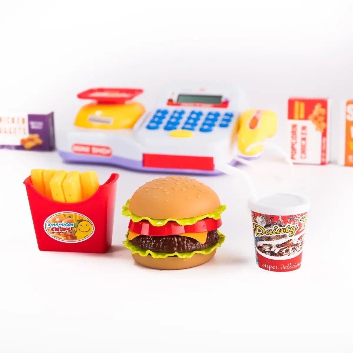 Caja Registradora + Hamburguesas De Juguete 