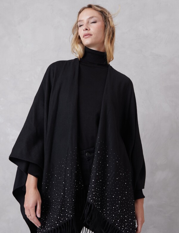 Ruana Brillos Y Perlas NEGRO