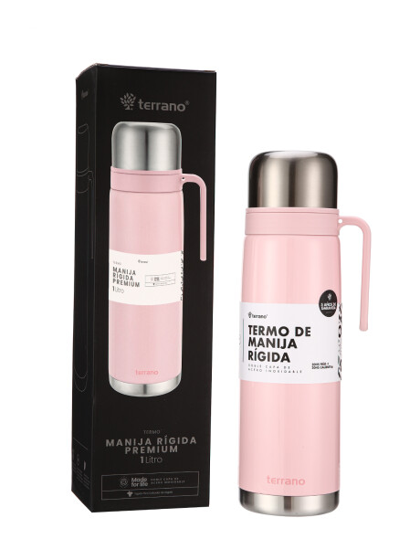 Termo 1Lt. Premium Manija Rigida Metalizado Rosado