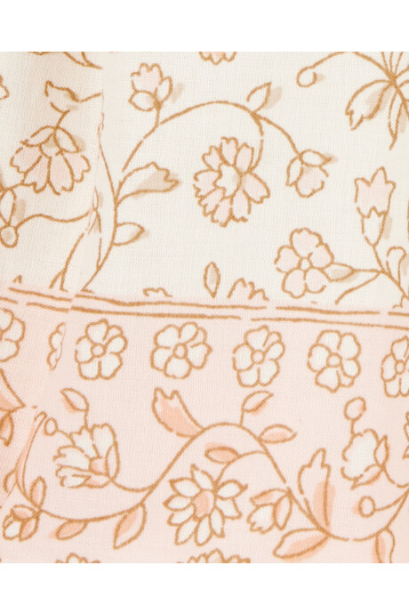 Vestido de algodón, con festón, diseño floral Sin color