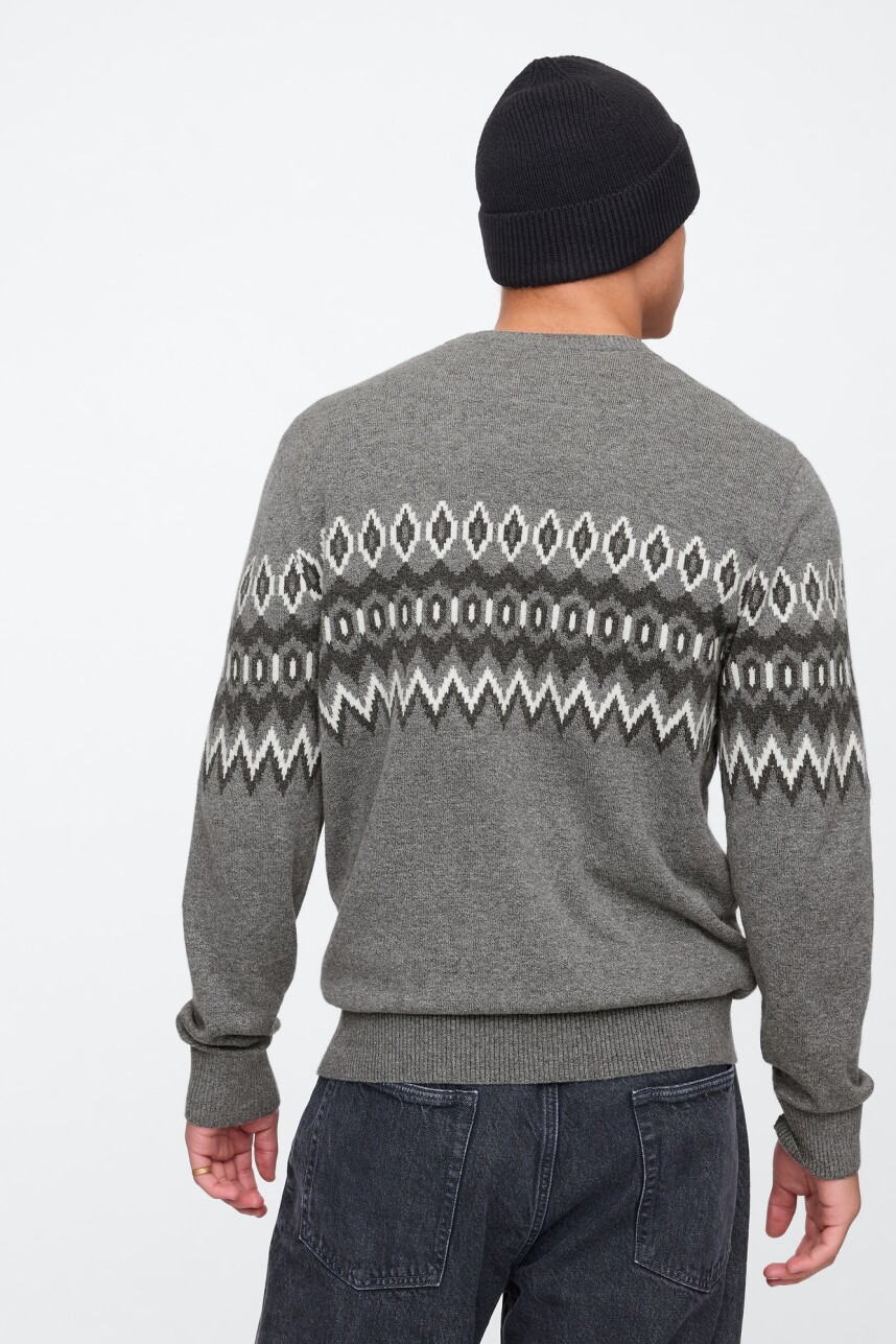 Buzo Fairisle Hombre Heather Grey