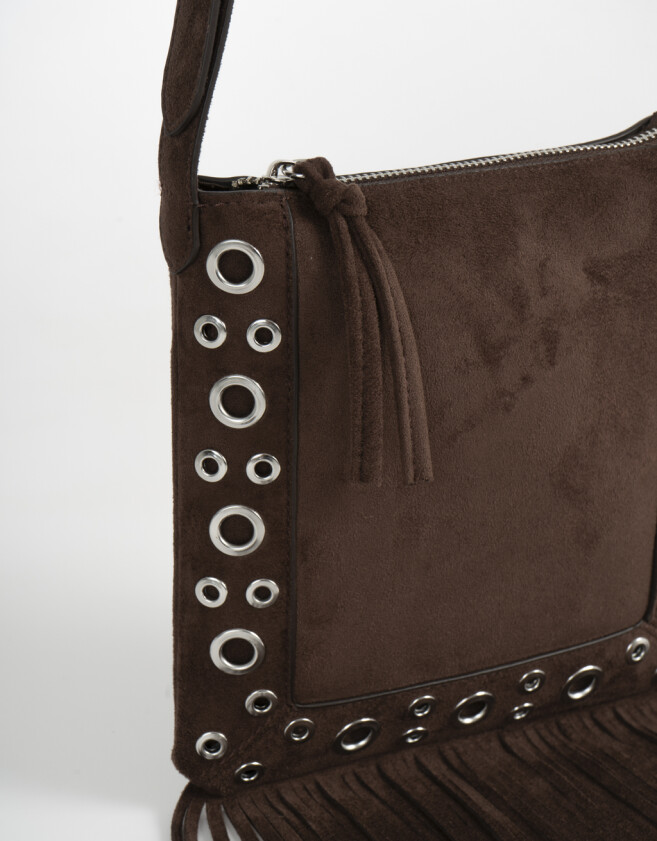 Bandoleras Bandolera Suede Flecos - Marron Chocolate