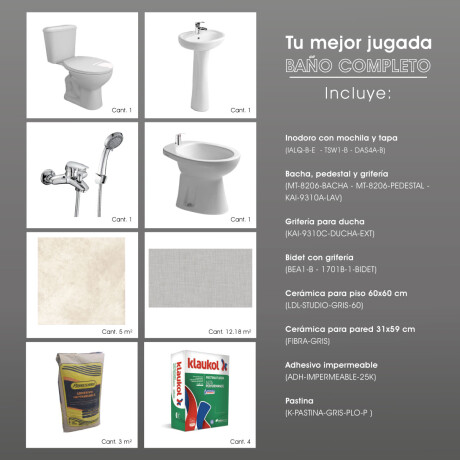 Renovación Total Baño: Sanitarios, Grifería, Revestimientos y aDHESIVOS BLANCO
