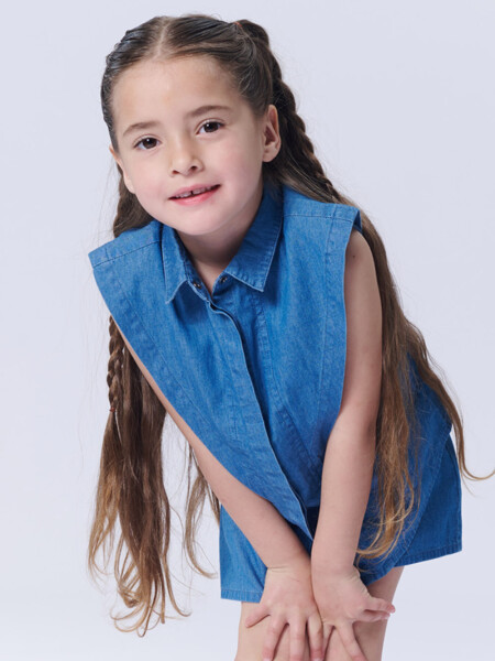 Camisa sin mangas Azul