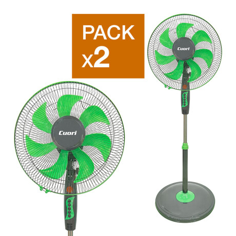 Pack x2 Ventiladores de Pie Oscilante 3Vel 50W Cuori Green Verde/negro