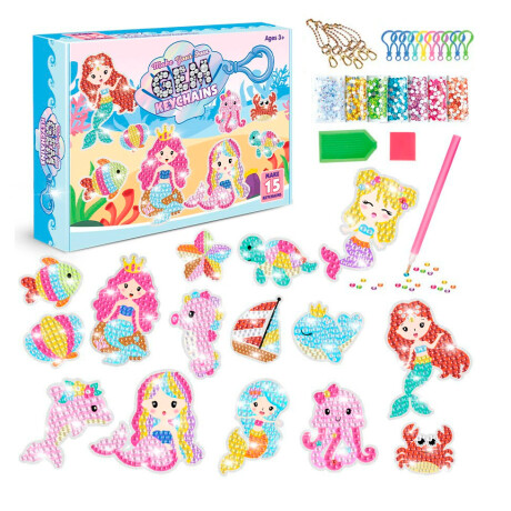 Set Crea Llaveros De Gemas DIY Sirenas