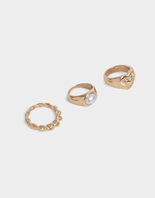 Sets Anillos Con corazón Set De Anillos Con Corazón - Dorado