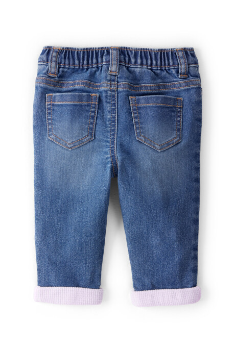 Pantalón jean con dobladillo rosado Sin color