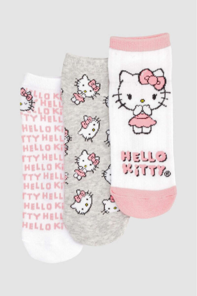 Pack x3 medias cortas infantiles kitty bow - Diseño 1 