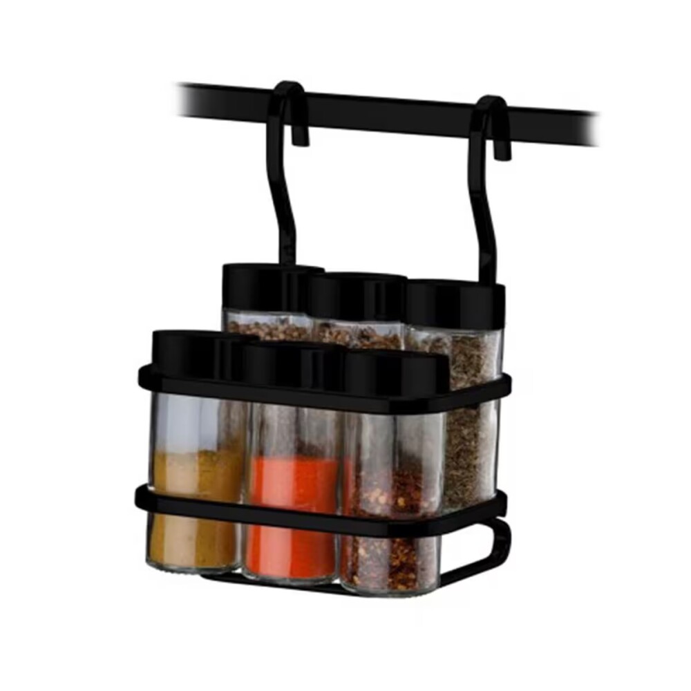 CONJUNTO PORTA CONDIMENTOS 7 PIEZAS NEGRO MATE Conjunto Porta Condimentos 7 Piezas Negro Mate