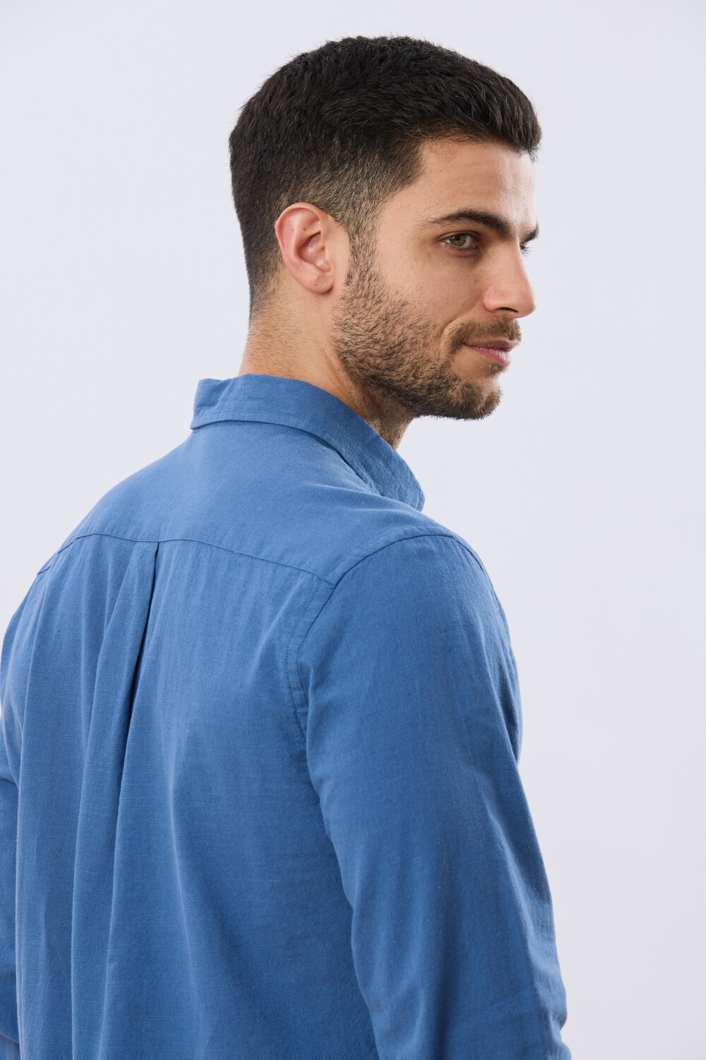 CAMISA LISA DE LINO Petroleo