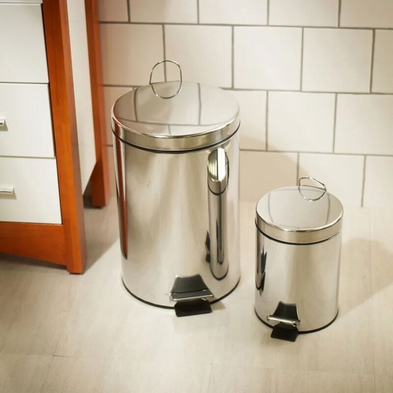 Set x2 papeleras acero inoxidable 3Lts y 12Lts Gris