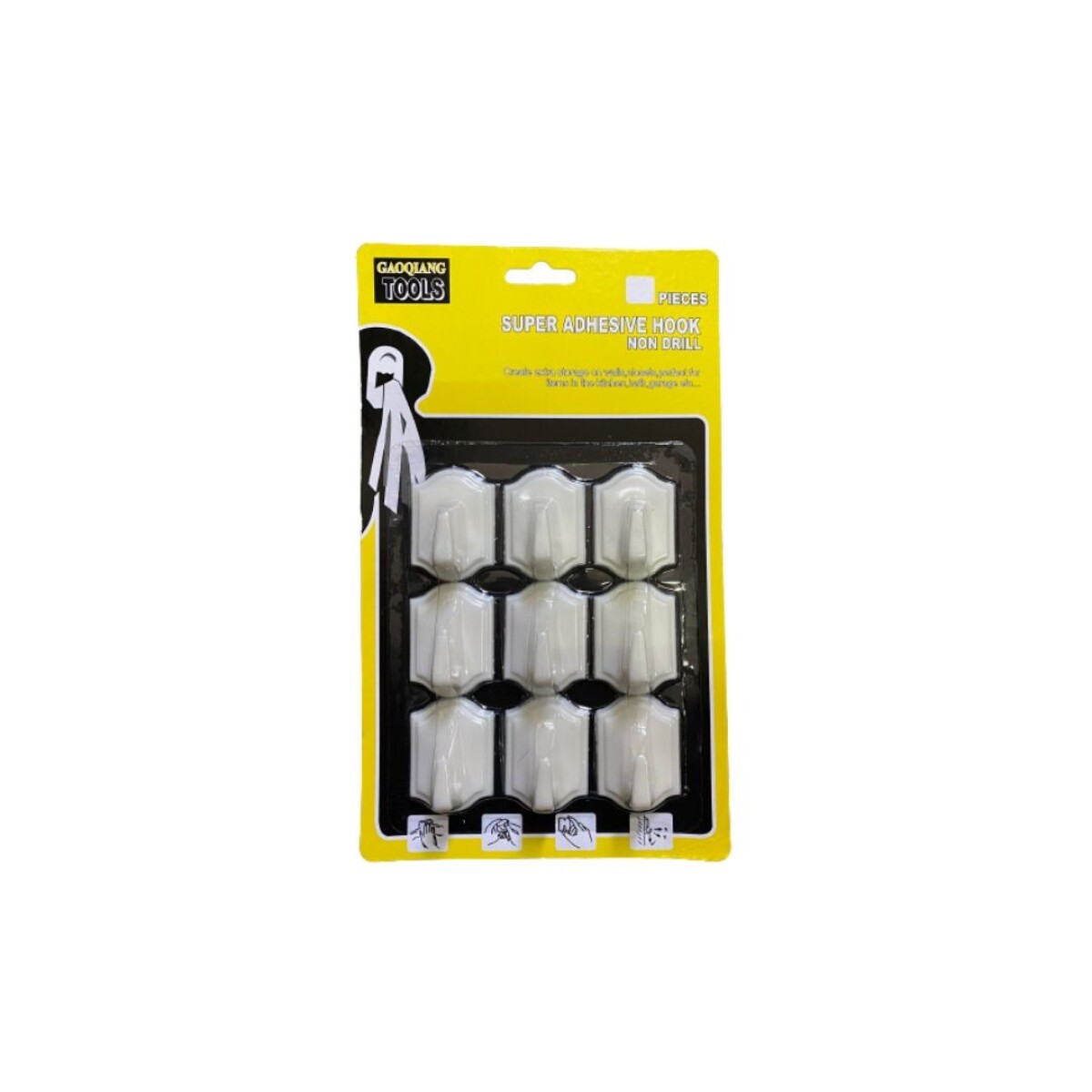 GANCHO PERCHAS ADHESIVAS BLANCAS X 9 - BLANCO 