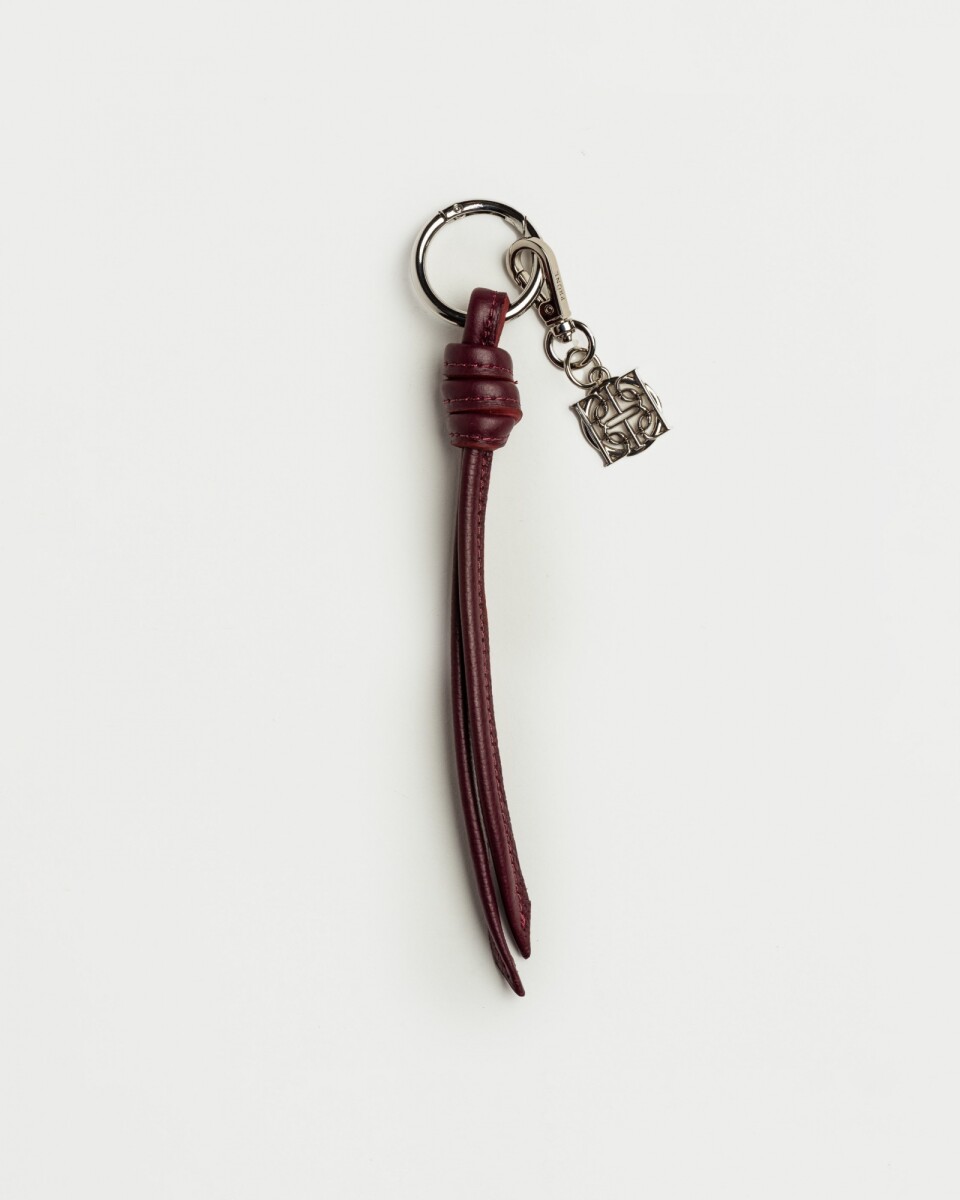 Llavero Charm Coin en cuero graneado - Bordeaux 