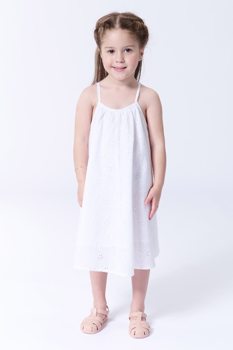 Vestido broderie tirantes - Blanco 