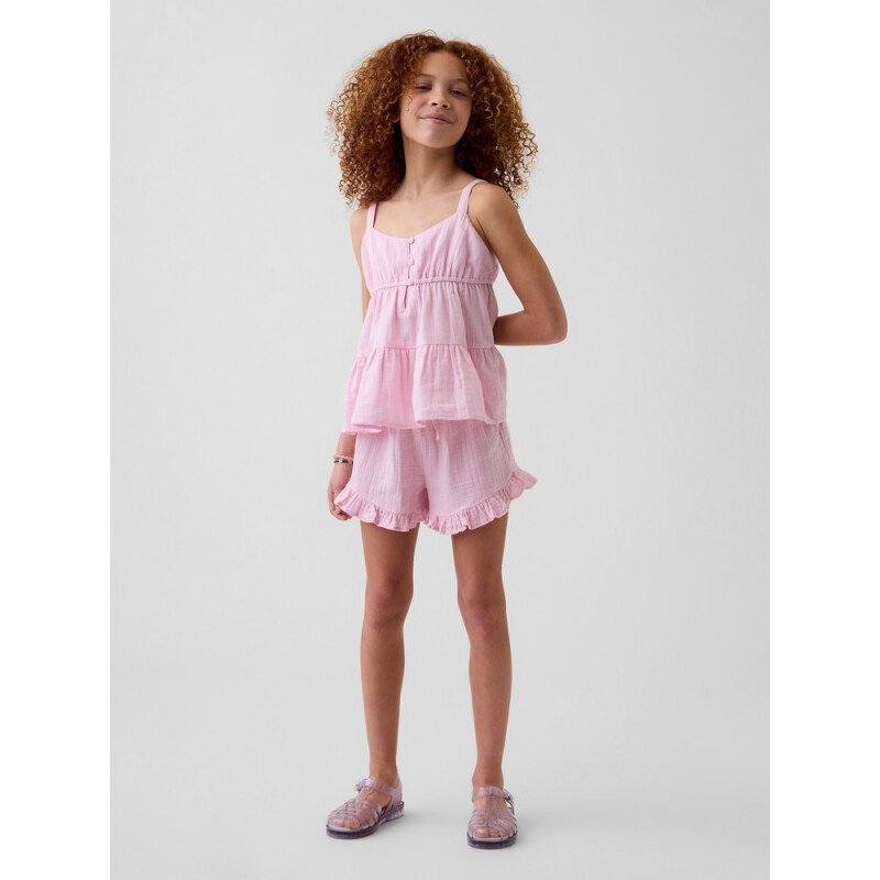 TIERED GAUZE TANK ROSE MIST