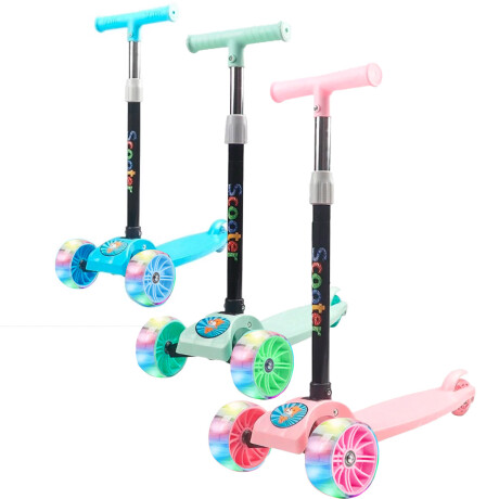 Monopatín Tripatín Ajustable 3 Ruedas Con Luces Rosa