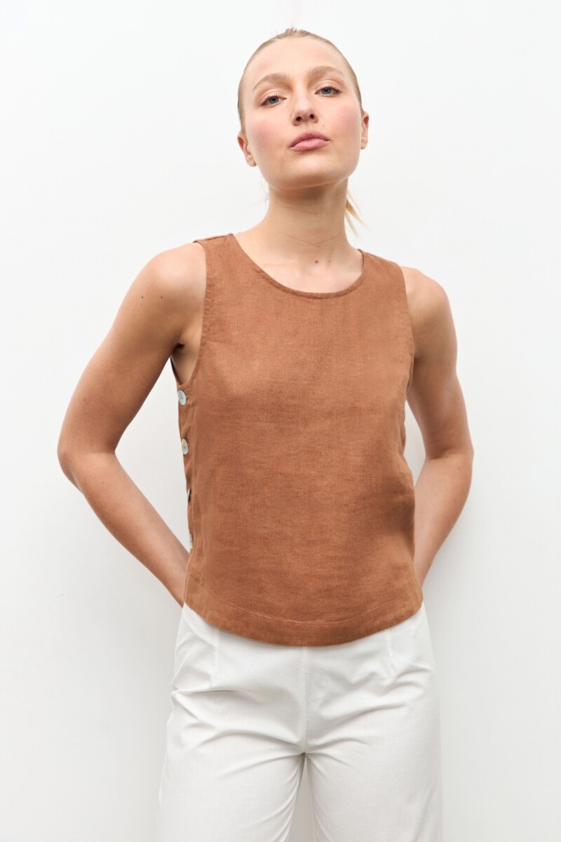 Blusa 100% Lino camel