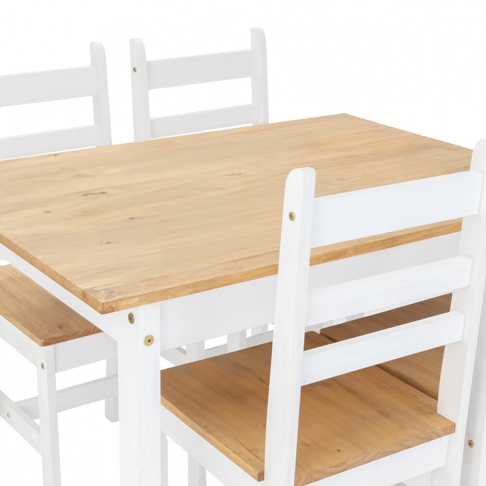 Juego de Comedor Lucia Plus 4 Sillas Madera - Blanco Juego de Comedor Lucia Plus 4 Sillas Madera - Blanco
