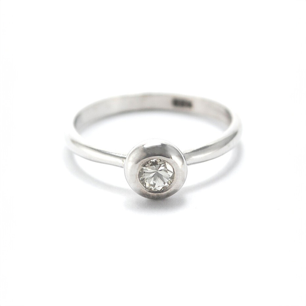 Anillo Oro 18K Blanco Y Brillante Engarce Ingles Anillo Oro 18K Blanco Y Brillante Engarce Ingles