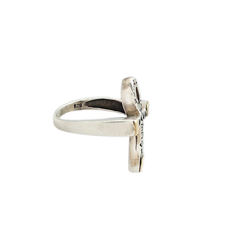 Anillo Cruz Egipcia-Plata y Oro-Sin Piedra-AN5640 sinpiedra